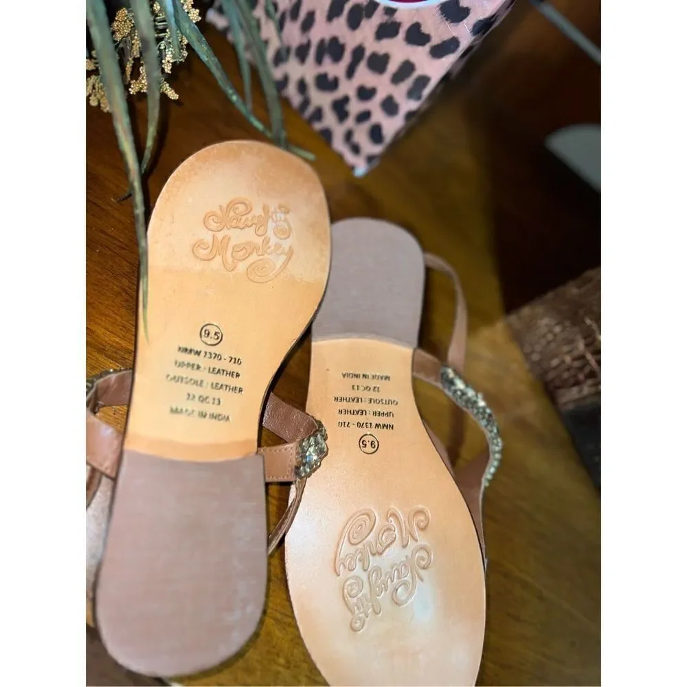 Naughty Monkey NIB Pony Pass Gold Jeweled Flats Size 9.5